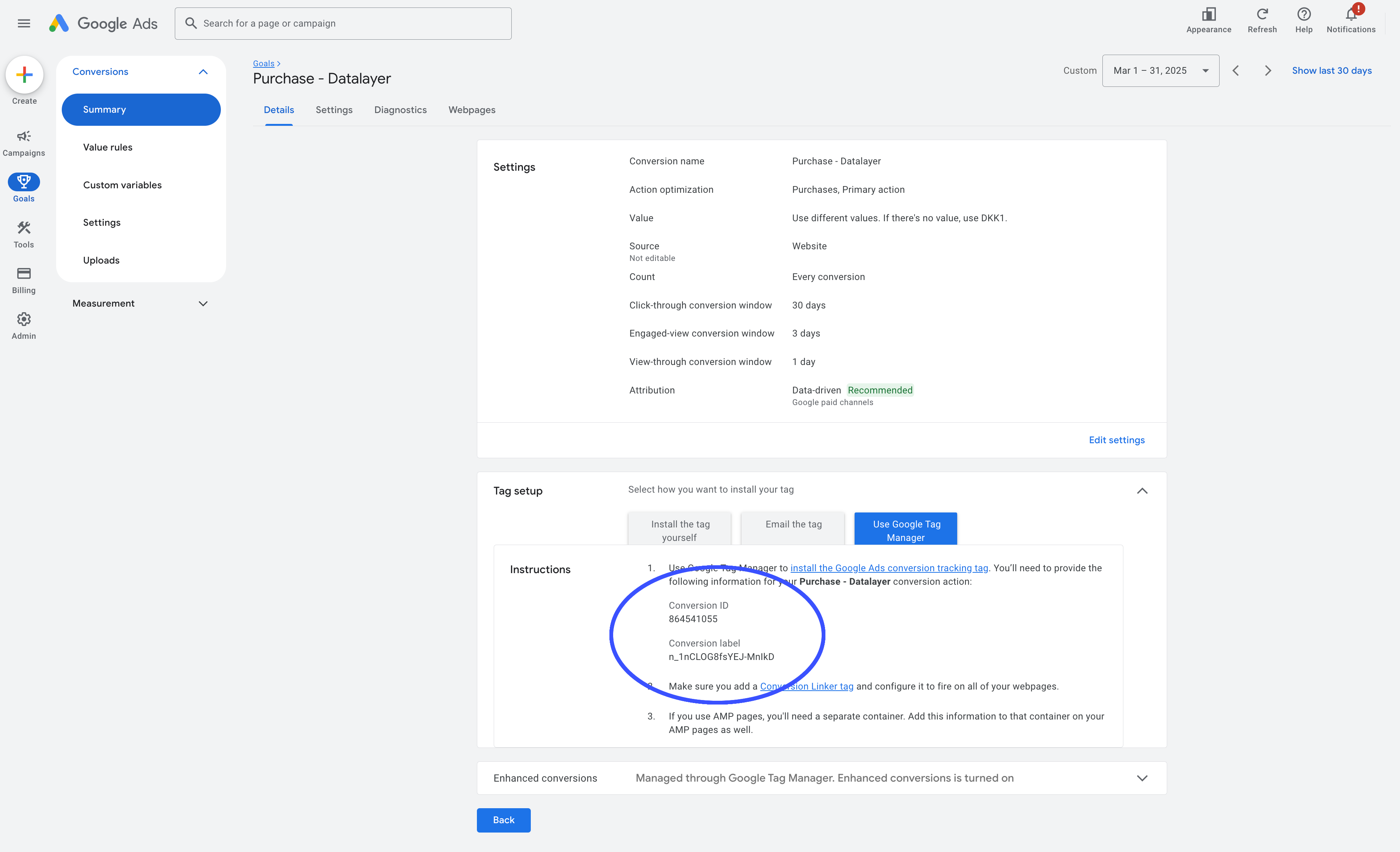 Screendump fra Google Ads