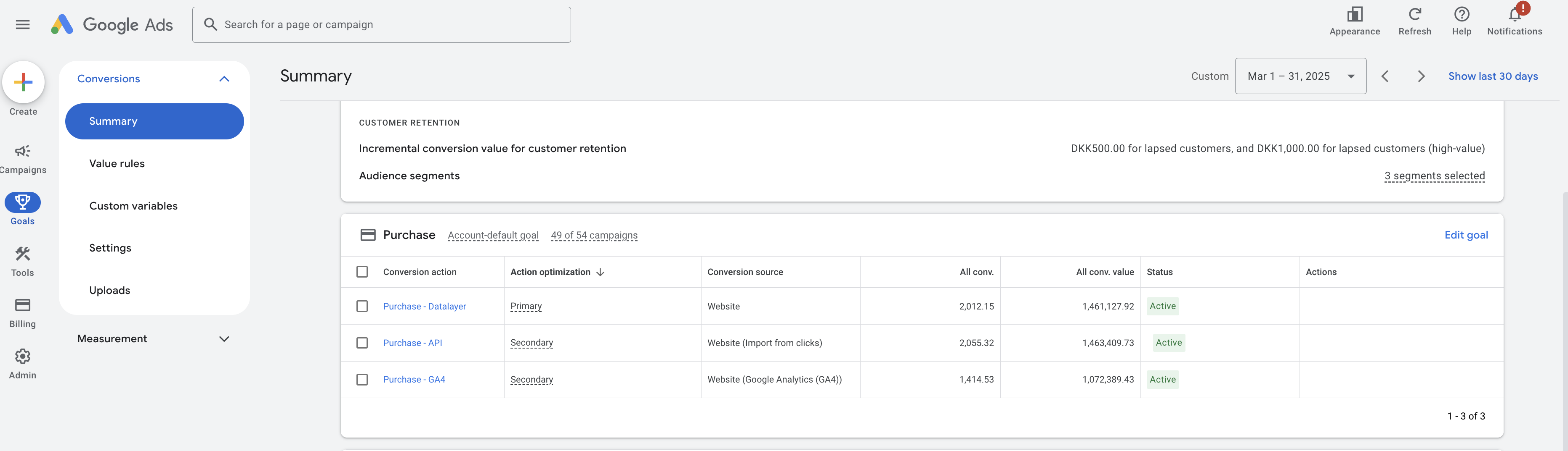 Screendump fra Google Ads