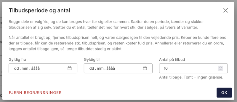 Nu kan dit tilbud også stoppe på et antal